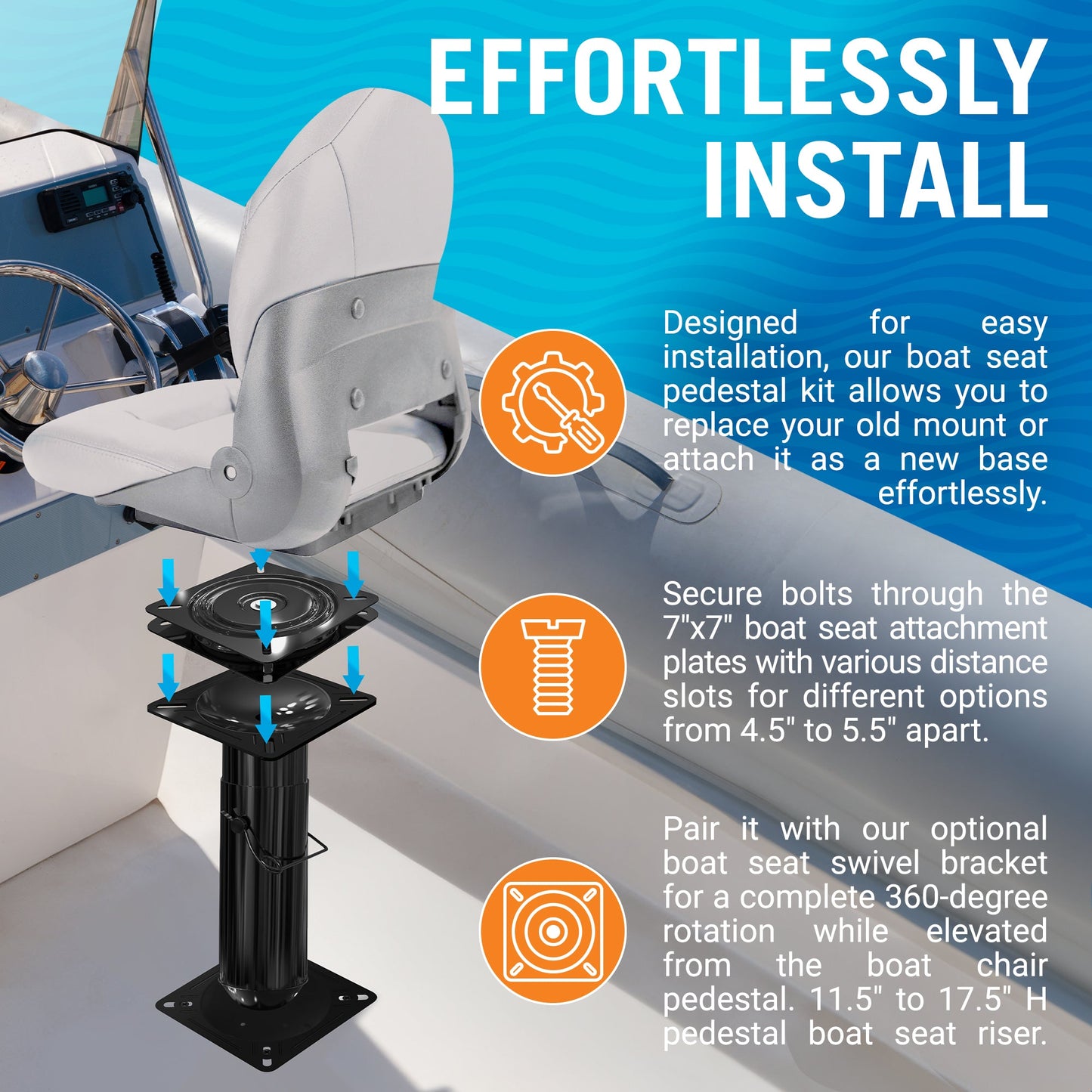 Adjustable Boat Seat Pedestal Mount