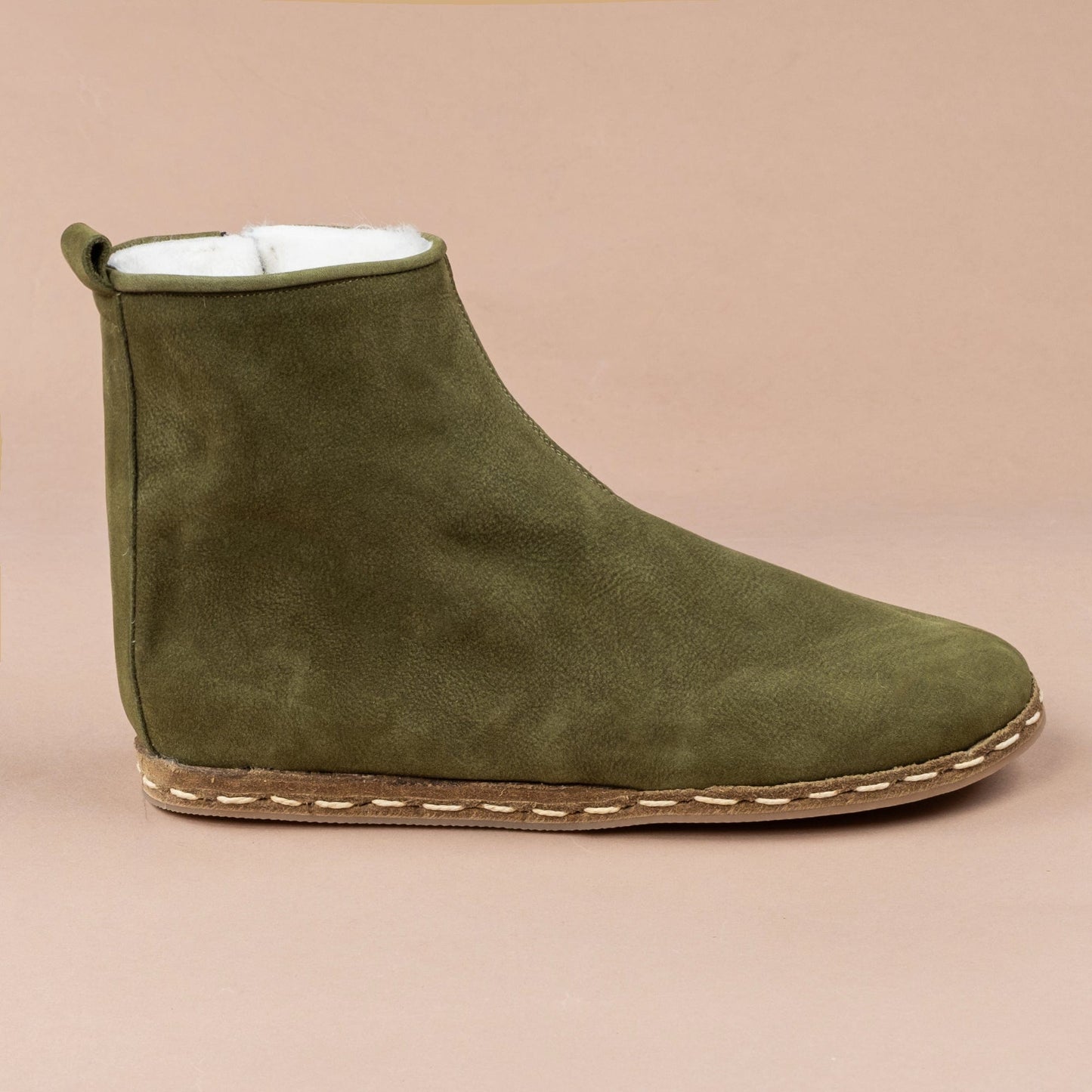 Women's Olive Shearling Boots