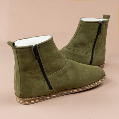 Women's Olive Shearling Boots