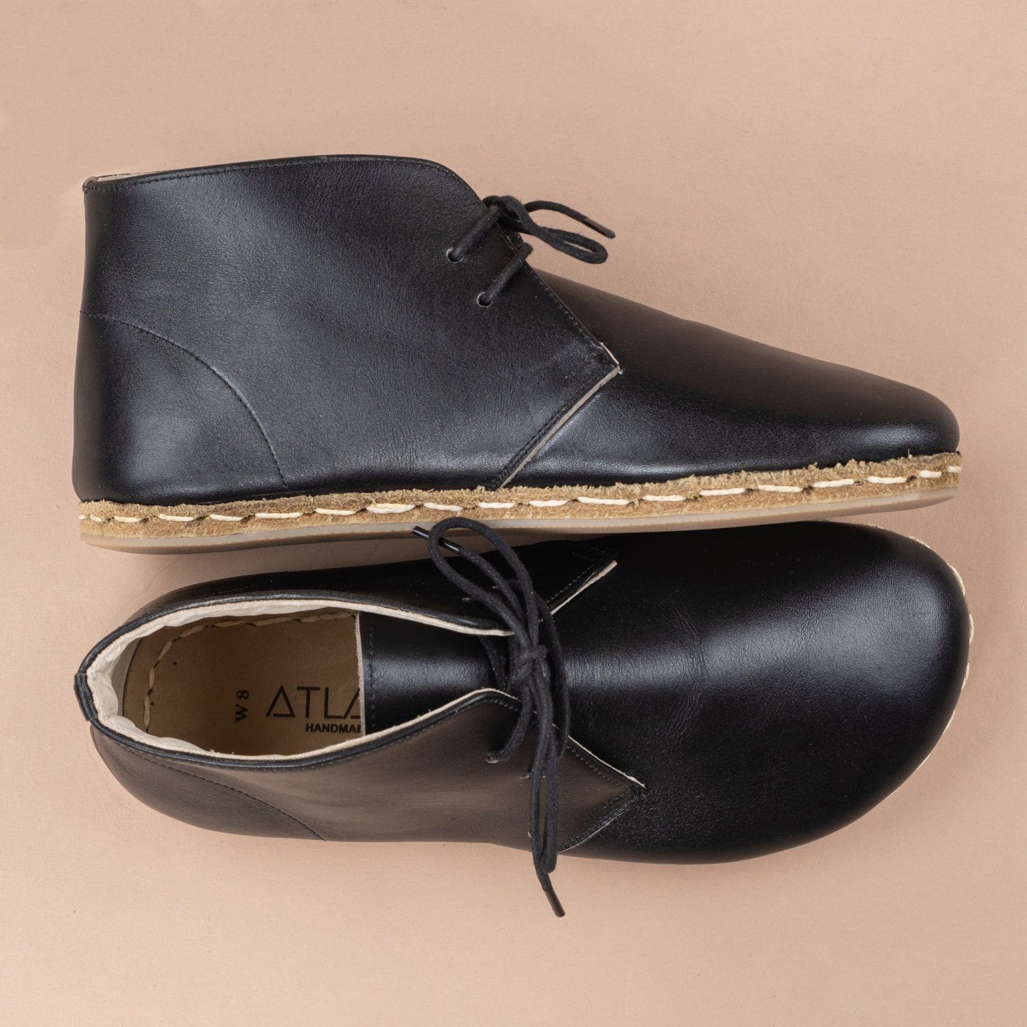 Men's Black Barefoot Boots with Laces