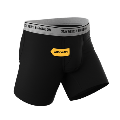 The Anthem | Black Shinesty Ball Hammock® Pouch Underwear With Fly