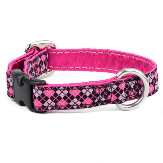 5/8″ Argyle Pink and Black Martingale Dog Collar