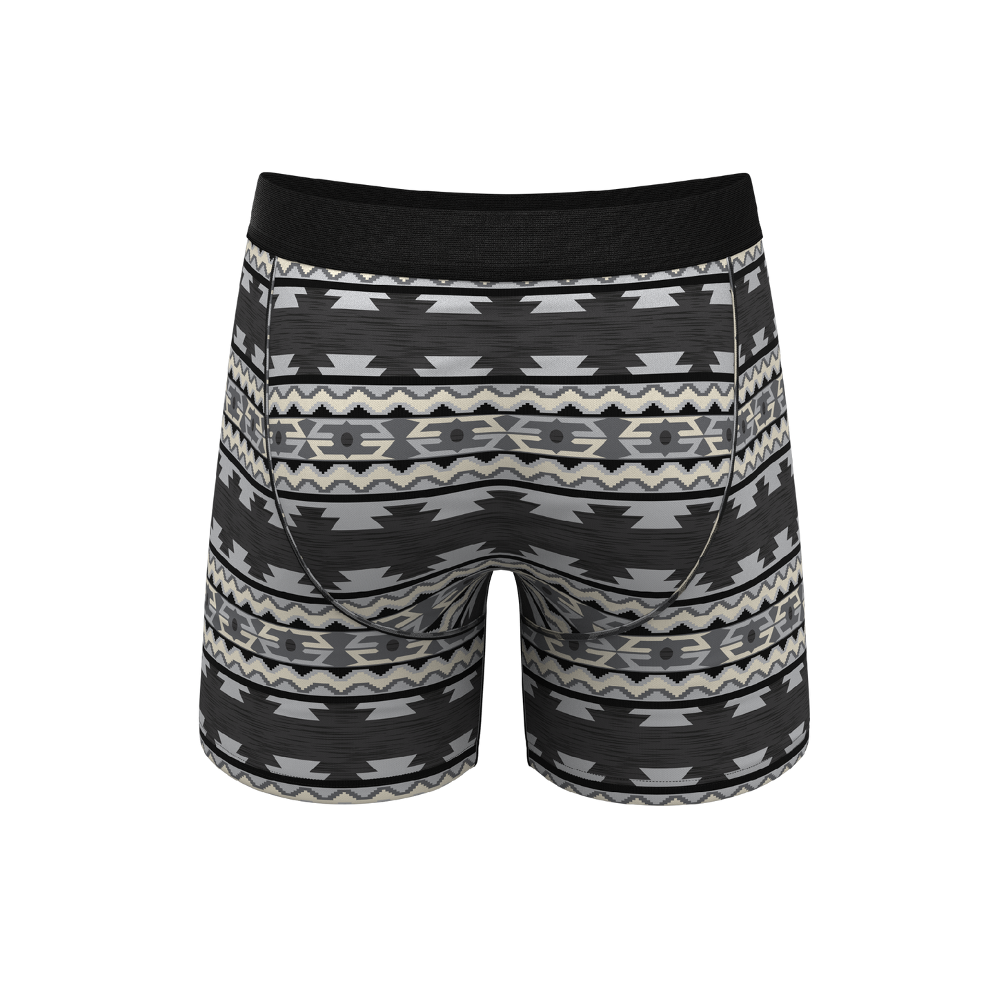 The Arroyo Grande | Grey and Black Aztec Ball Hammock® Pouch Underwear With Fly