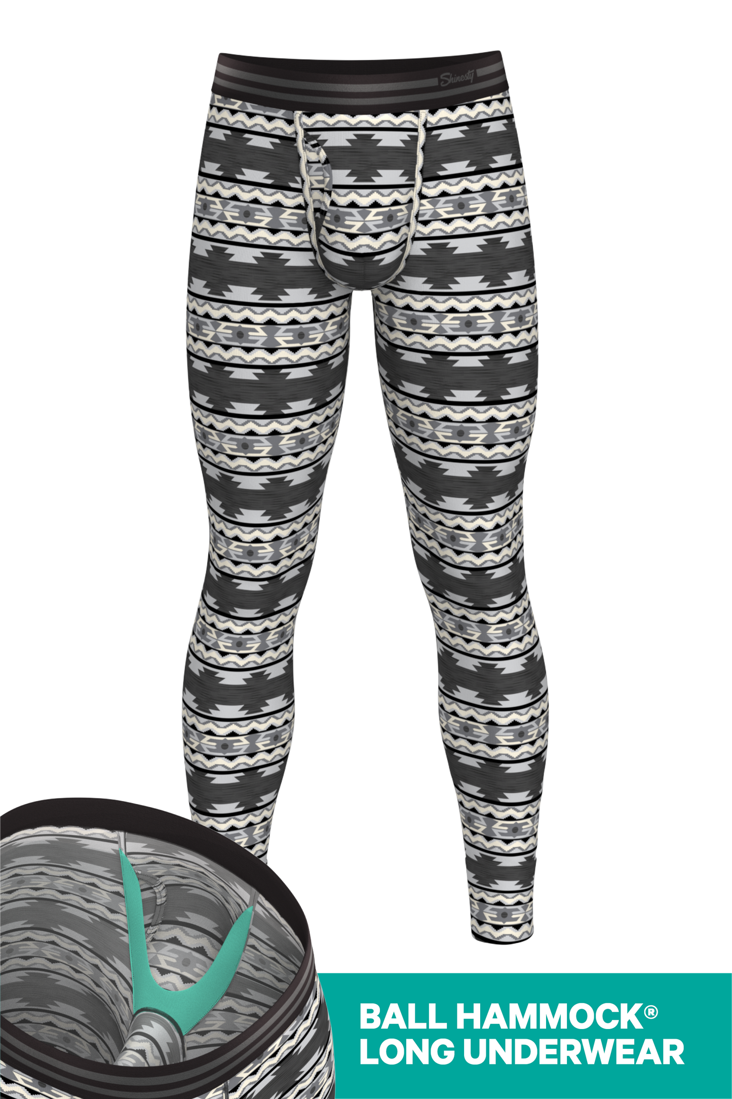 The Arroyo Grande | Grey and Black Aztec Ball Hammock® Long Johns