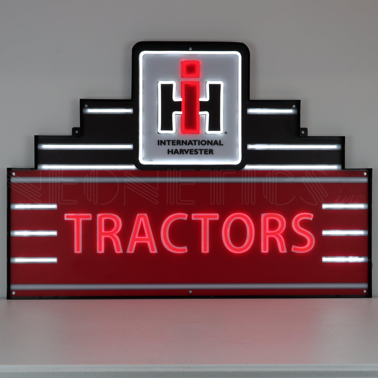 Art Deco Marquee International Harvester Tractor LED Flex-Neon Sign in Steel Can