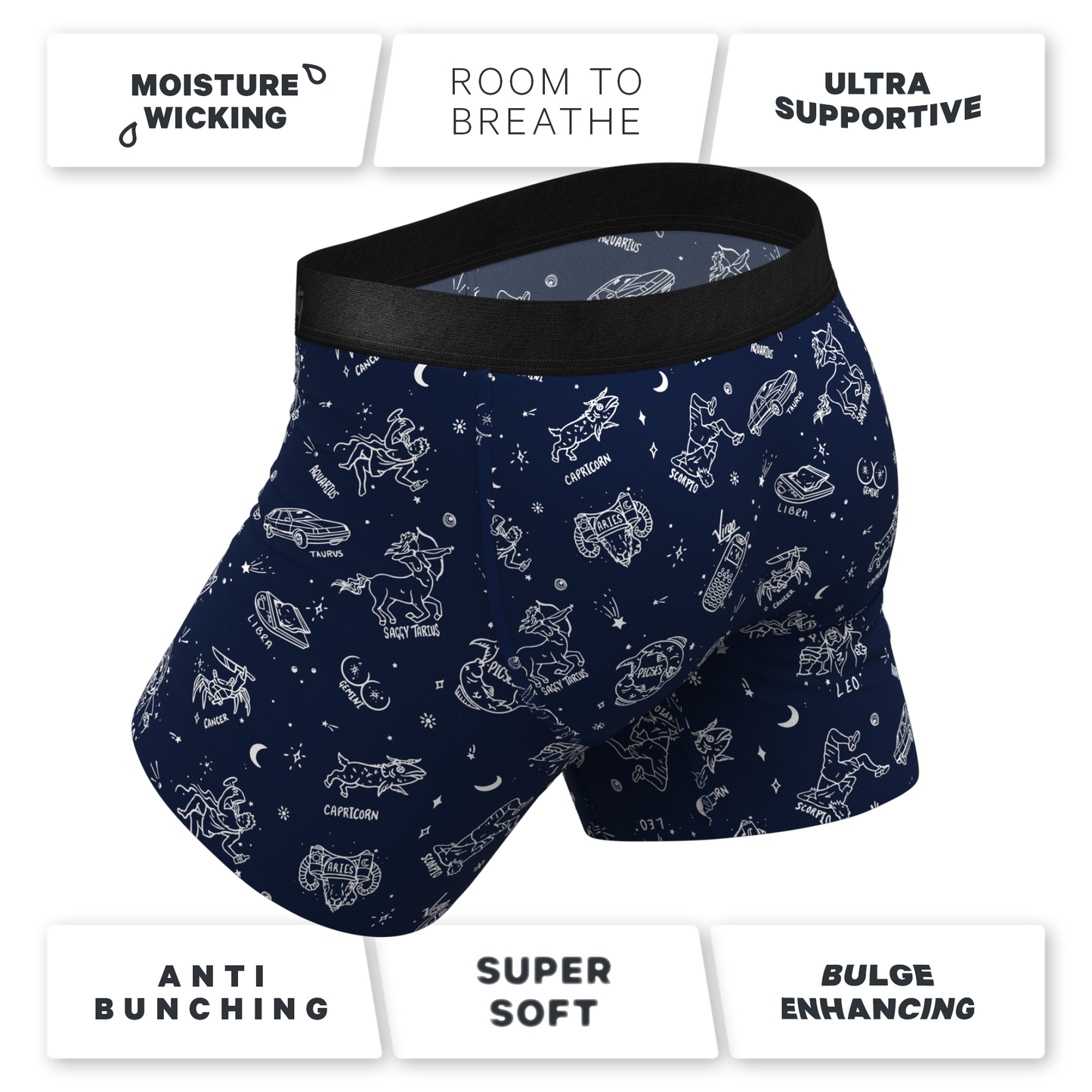 The Astrology Major | Glow in the Dark Astrological Signs Ball Hammock® Pouch Underwear With Fly