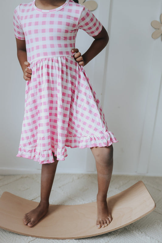 PINKNIC GINGHAM DREAM RUFFLE DRESS