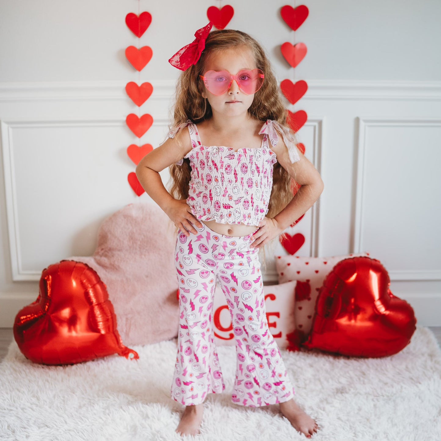 LOVE VIBEZZZ EXCLUSIVE DREAM SMOCKED FLARE SET