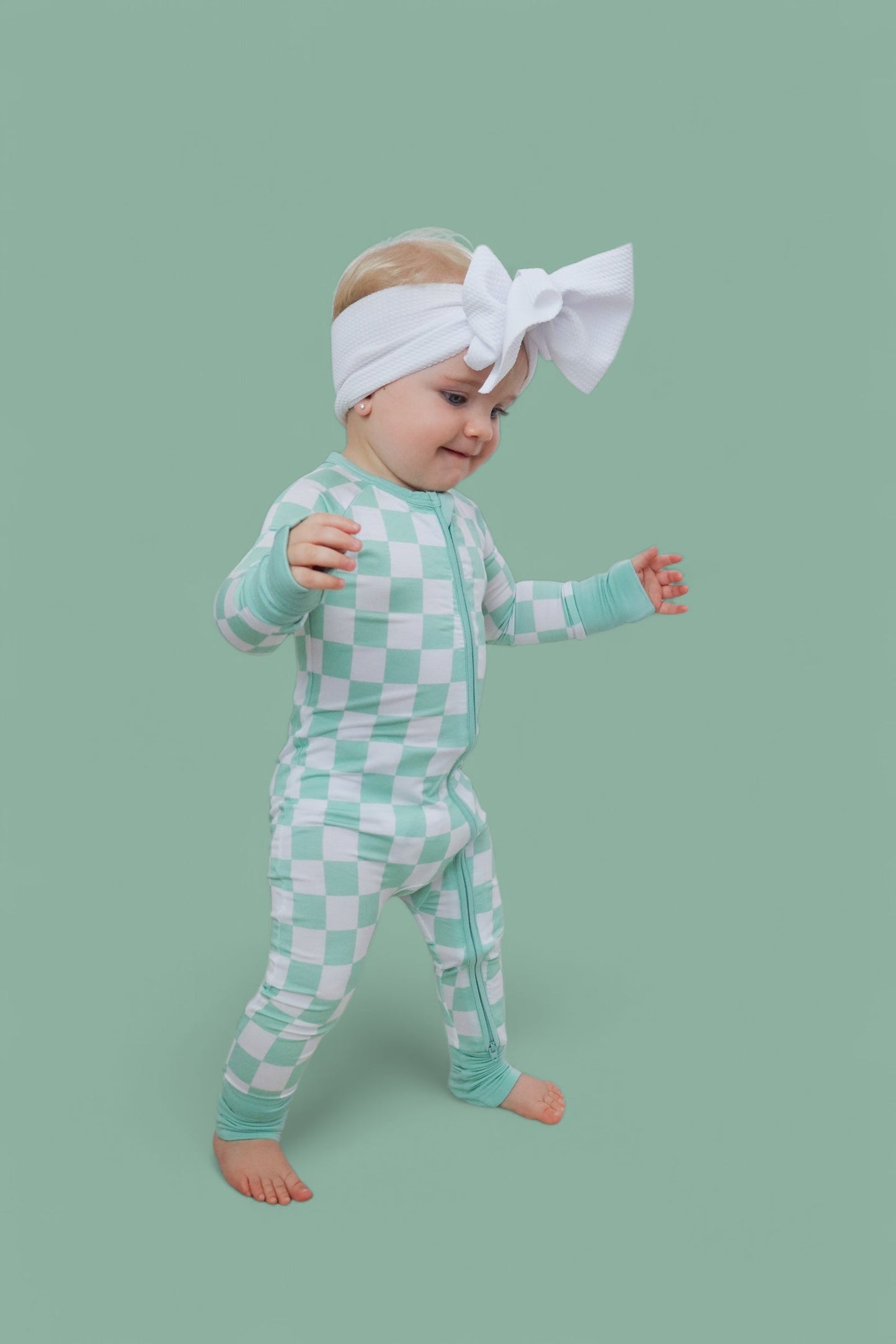 MINT CHECKERS DREAM ROMPER