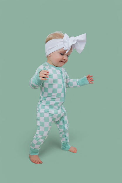 MINT CHECKERS DREAM ROMPER