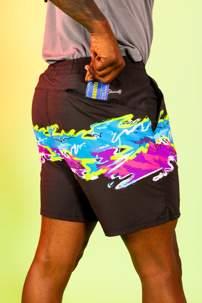 The Leg Day | Black Retro and Neon Ball Hammock® 9 Inch Athletic Shorts