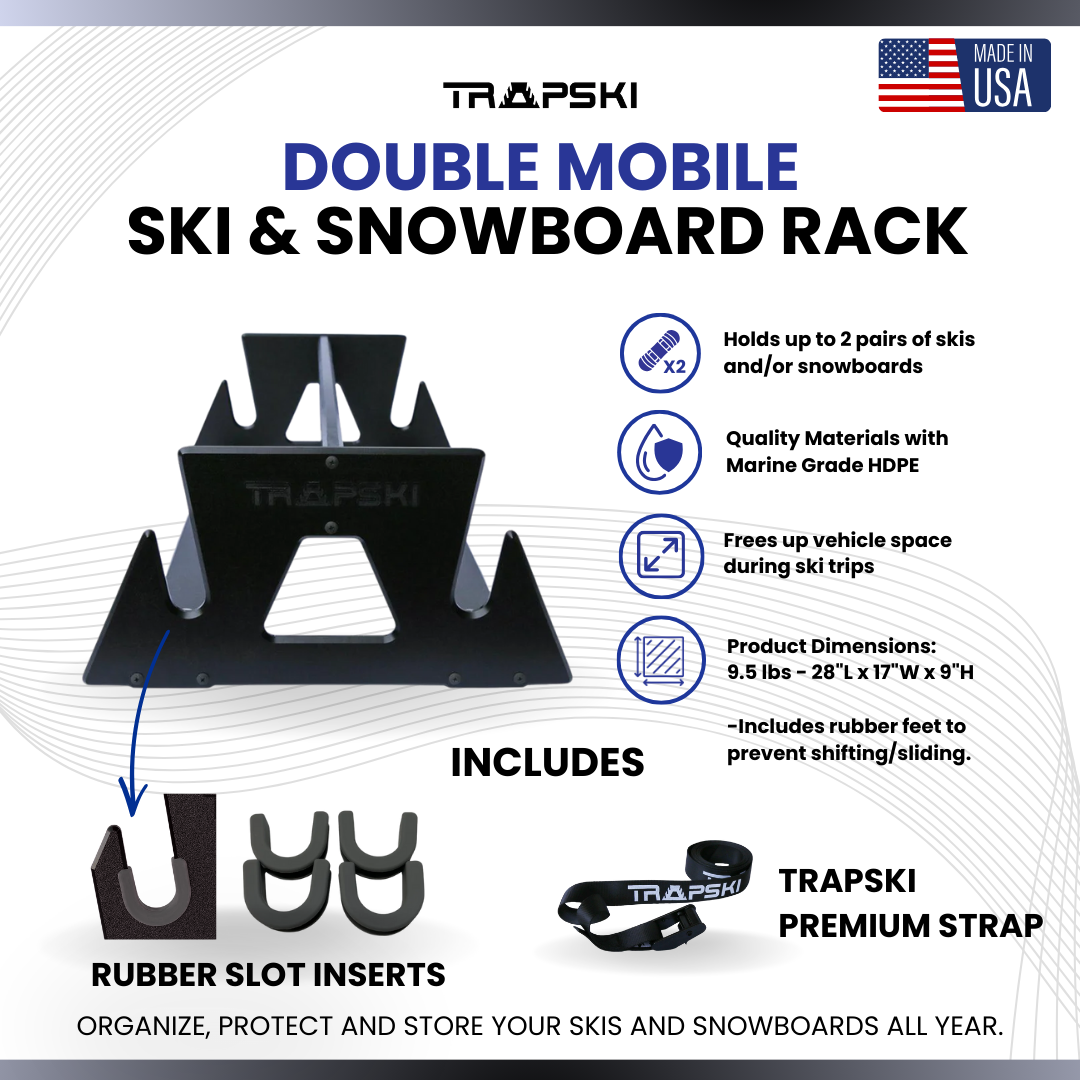 TRAPSKI DOUBLE Mobile All Mountain Ski and Standard Stance Snowboard Rack