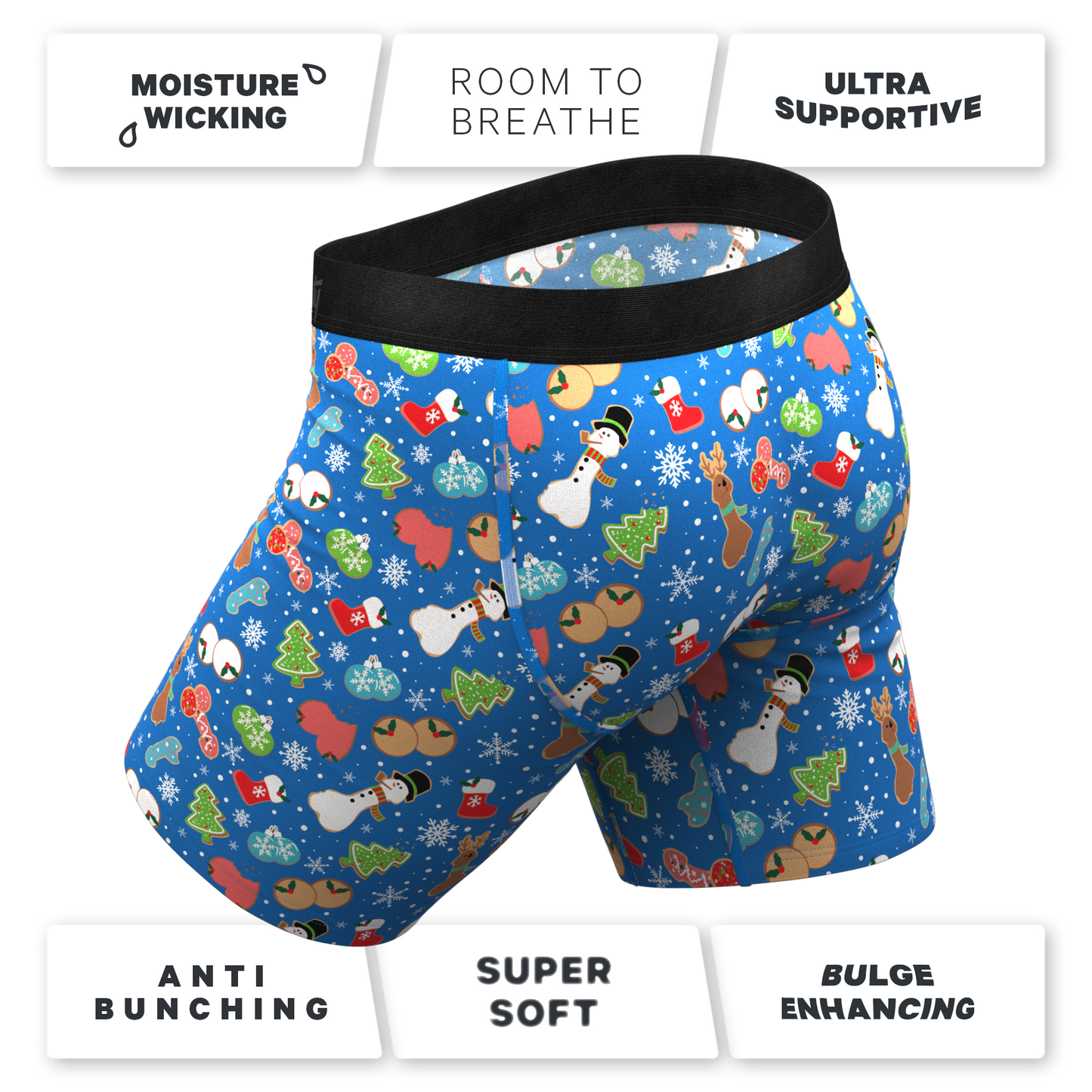 The Baked Goodies | Christmas Cookies Long Leg Ball Hammock® Pouch Underwear With Fly