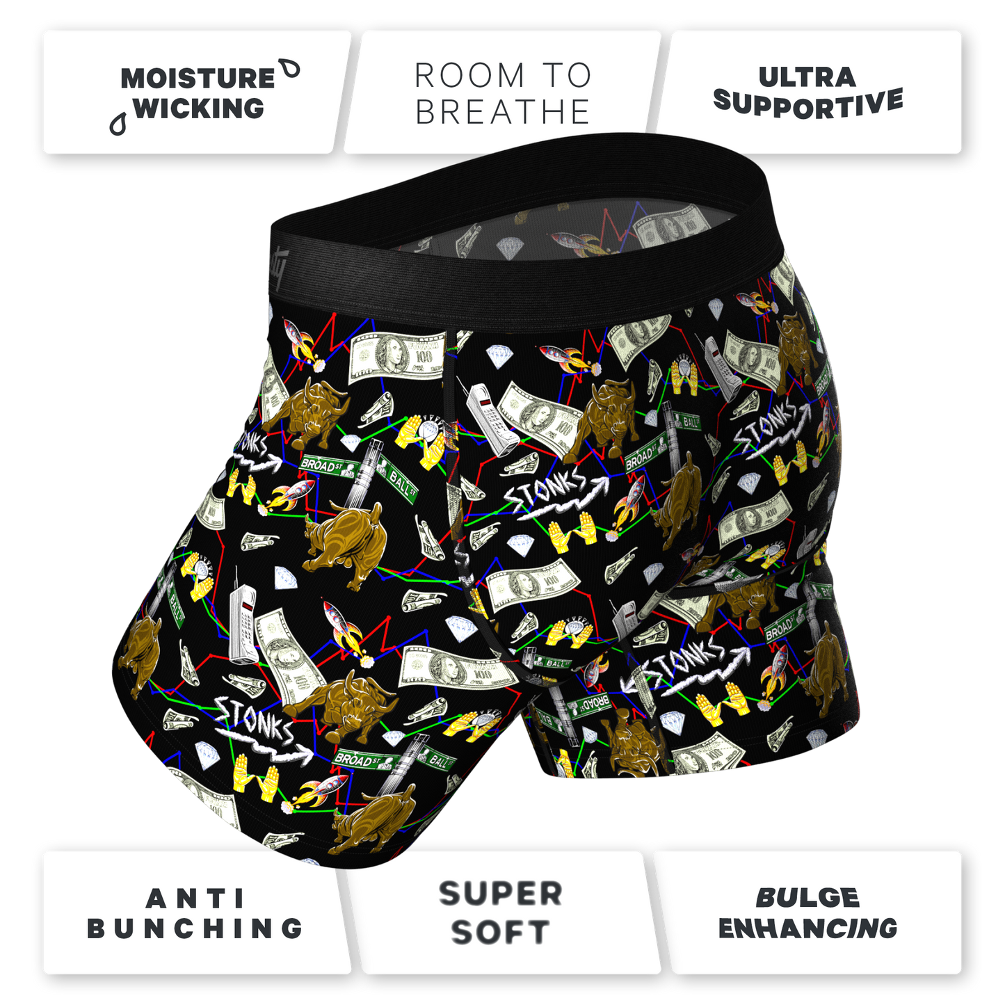 The Ball Street Bets | Stock Market Ball Hammock® Pouch Underwear With Fly