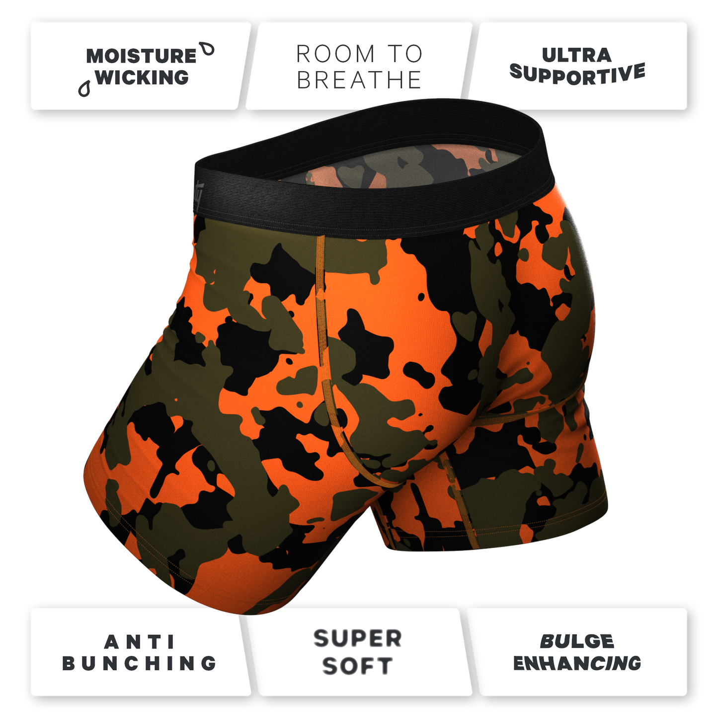 The Bambi Bunchers | Orange Camo Deer Ball Hammock® Pouch Underwear With Fly