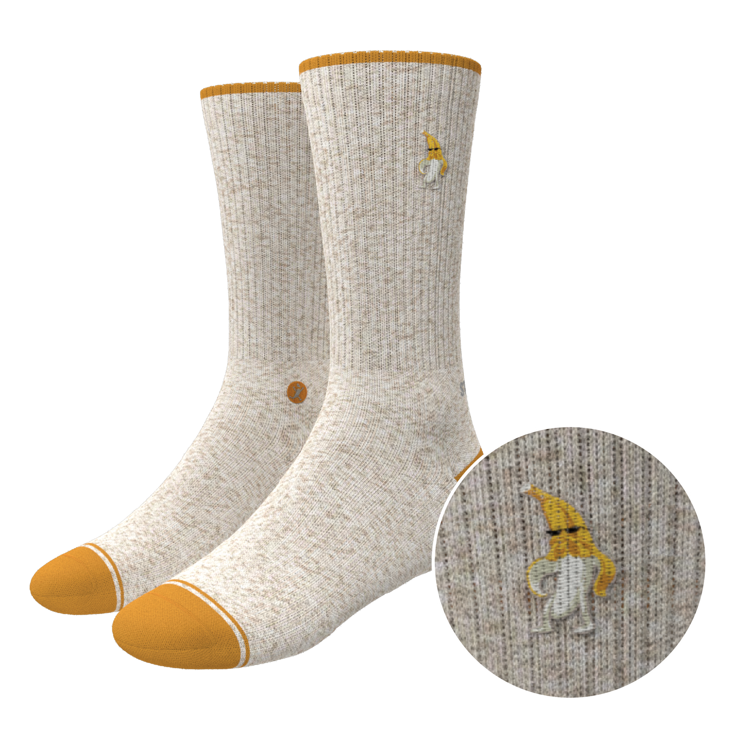 The Banana Jam | Tan and Mustard Heel Hammock™ Crew Socks