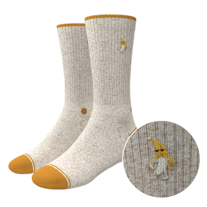 The Banana Jam | Tan and Mustard Heel Hammock™ Crew Socks