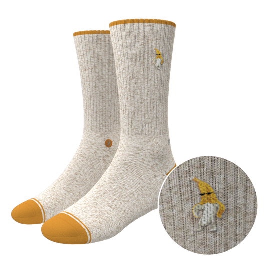 The Banana Jam | Tan and Mustard Heel Hammock™ Crew Socks