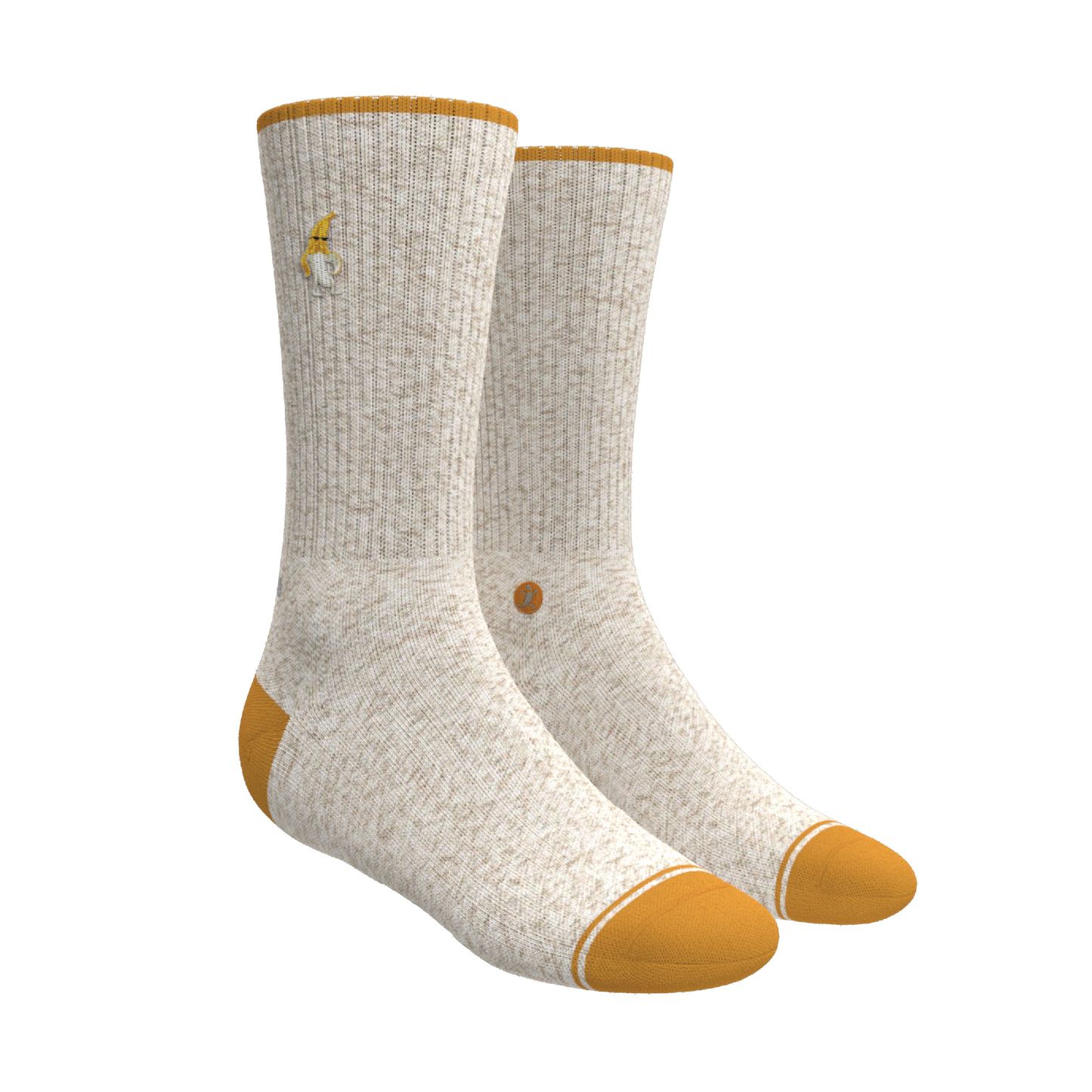 The Banana Jam | Tan and Mustard Heel Hammock™ Crew Socks