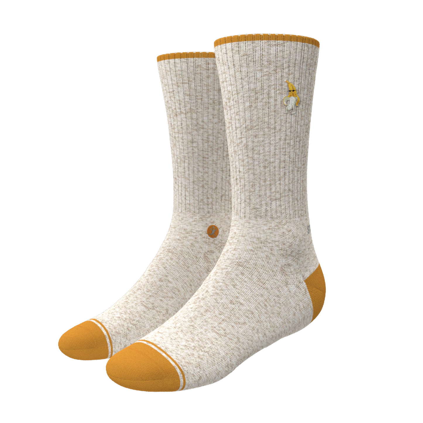 The Banana Jam | Tan and Mustard Heel Hammock™ Crew Socks