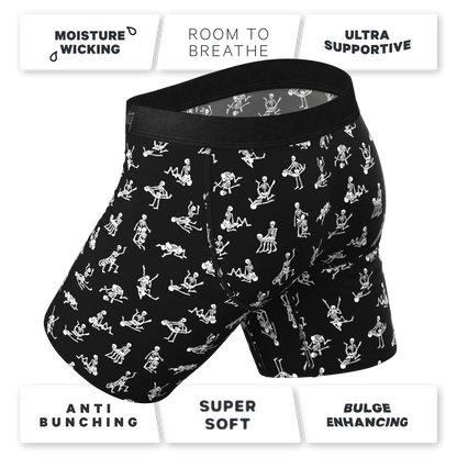 The Bare Back Bones | Glow in the Dark Skeletons Long Leg Ball Hammock® Pouch Underwear With Fly