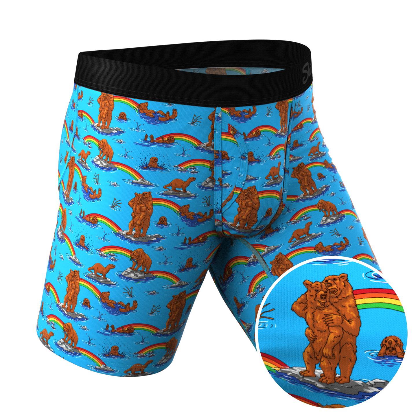 The Bear | Bear and Otter Rainbow Long Leg Ball Hammock® Pouch Underwear With Fly