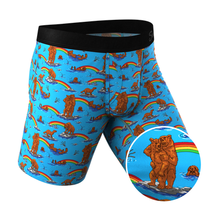 The Bear | Bear and Otter Rainbow Long Leg Ball Hammock® Pouch Underwear With Fly