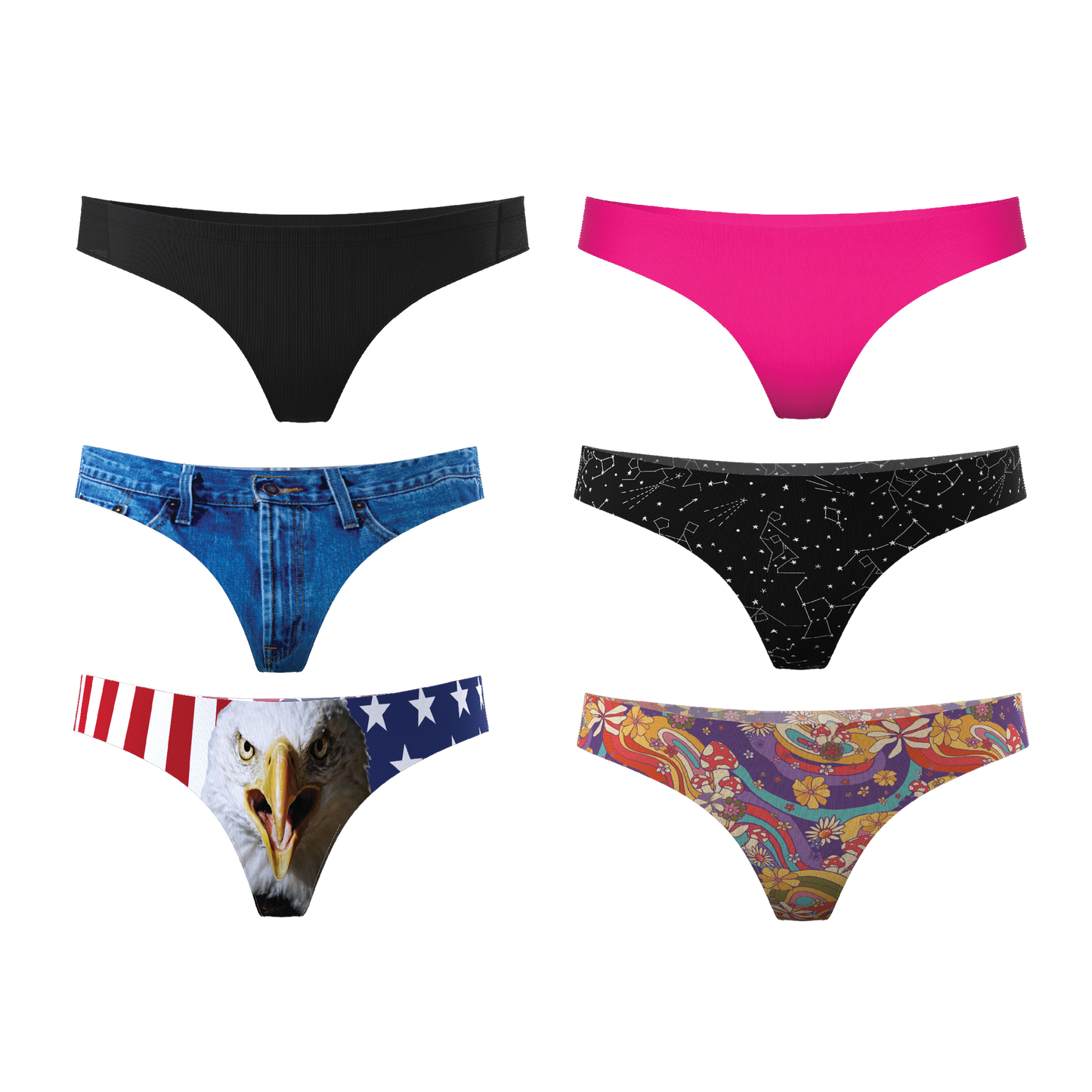 The Big Assortment | Women's Thong Underwear 6 Pack