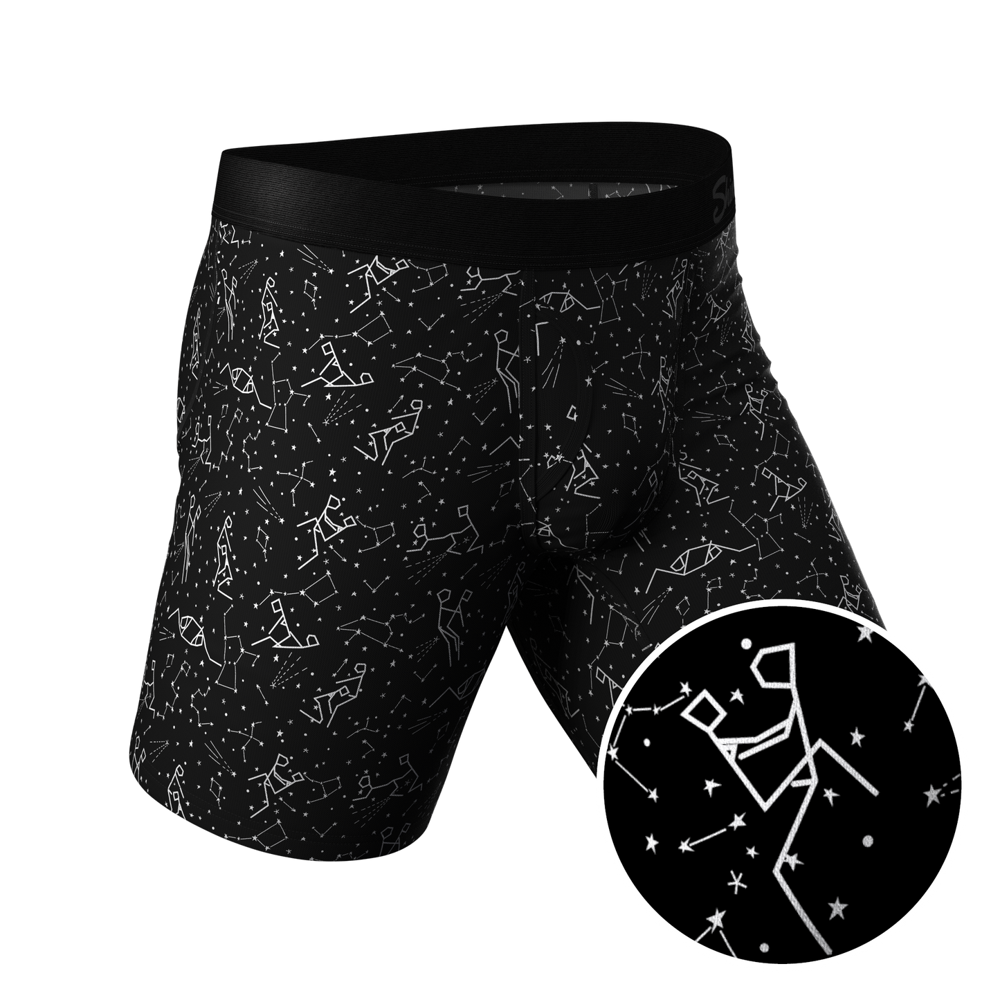 The Big Bang | Glow In The Dark Constellation Long Leg Ball Hammock® Pouch Underwear With Fly