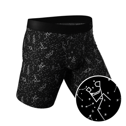 The Big Bang | Glow In The Dark Constellation Long Leg Ball Hammock® Pouch Underwear With Fly