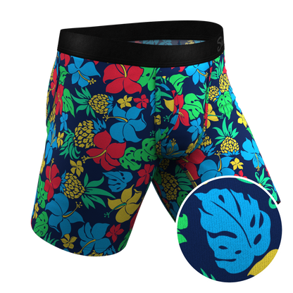 The Big Kahunas | Hawaiian Print Boxer Long Leg Ball Hammock® Pouch Underwear With Fly