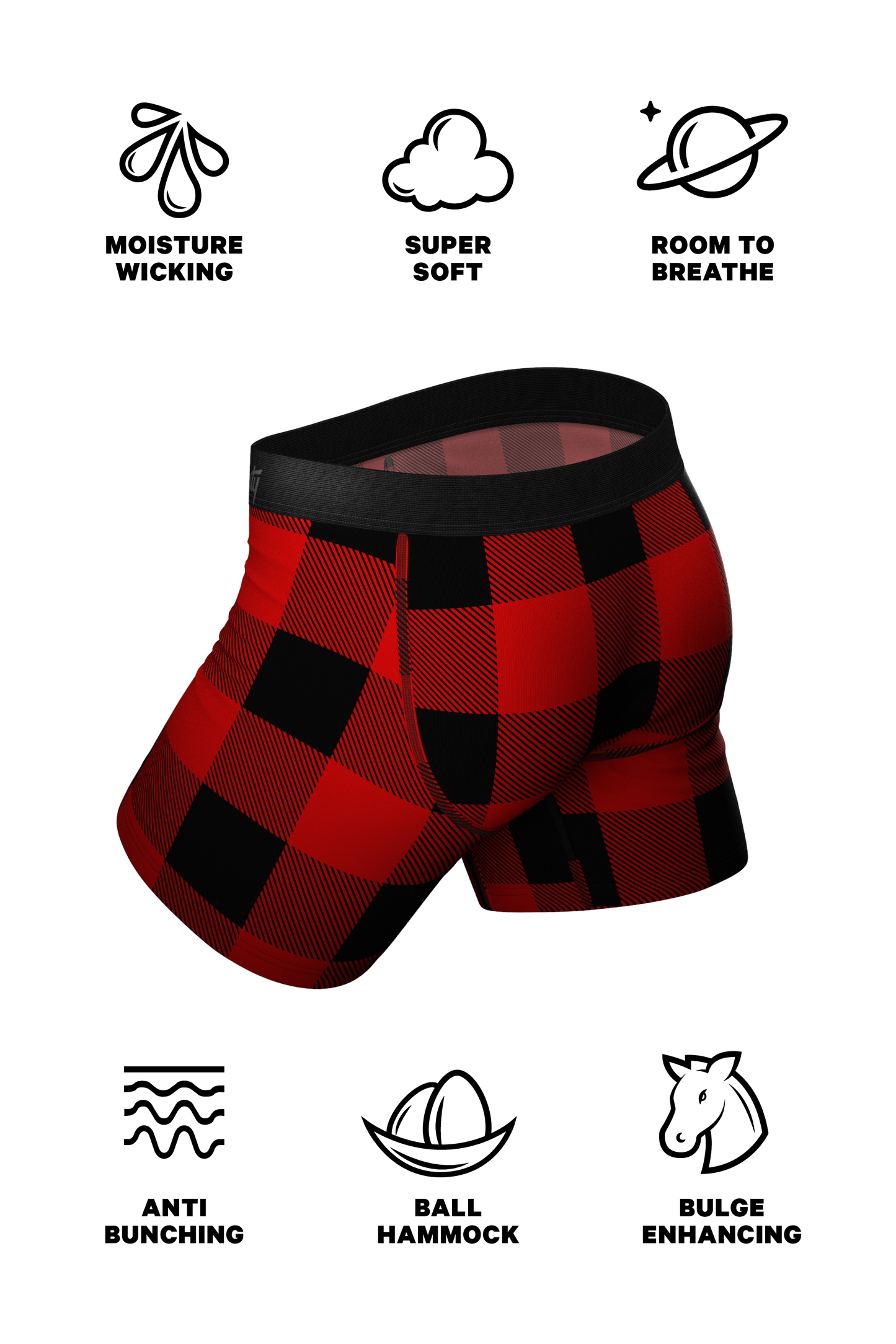 The Red & Black Lumberjack | Buffalo Check Ball Hammock® Pouch Underwear