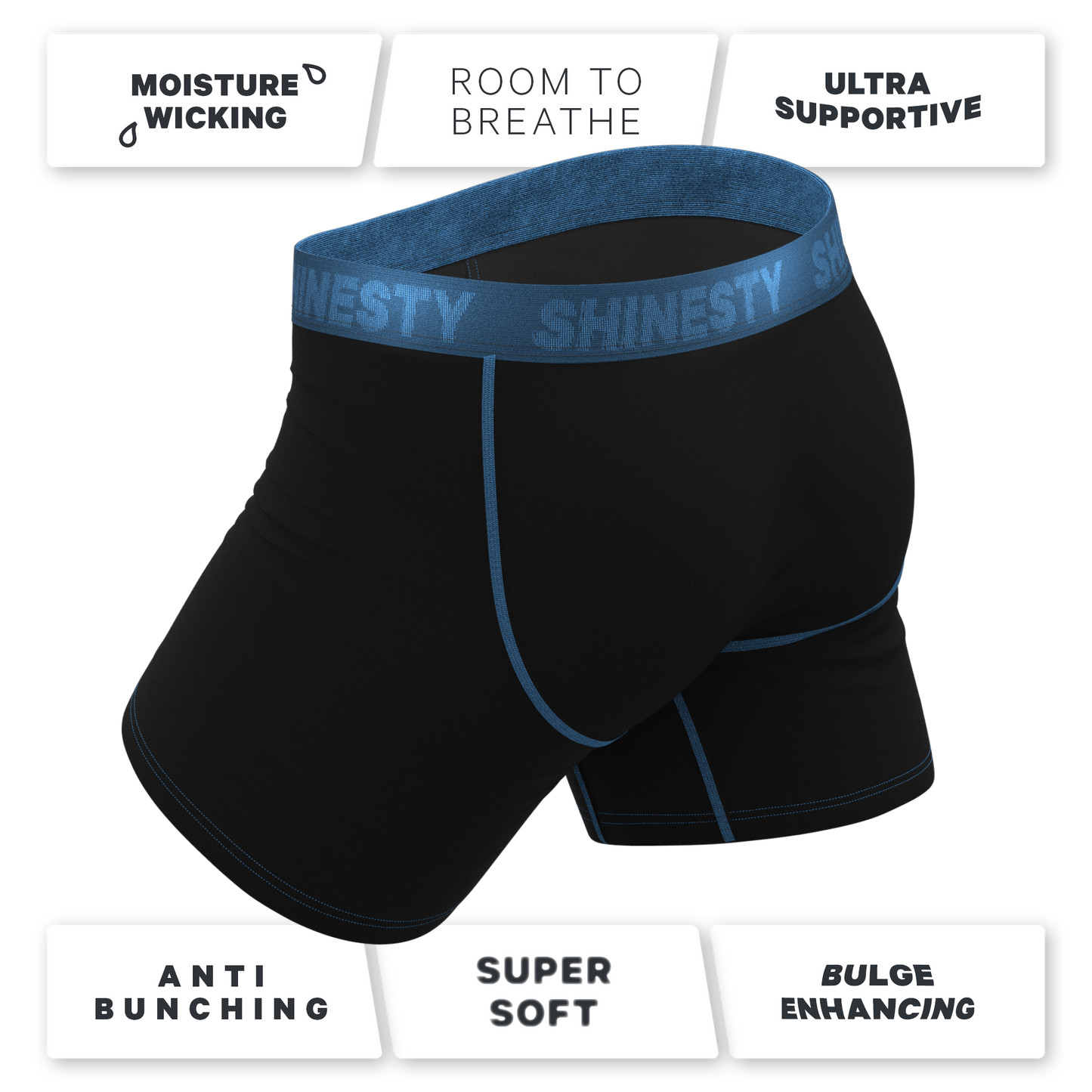 The Black Hole | Black and Blue Ball Hammock® Pouch Underwear With Fly