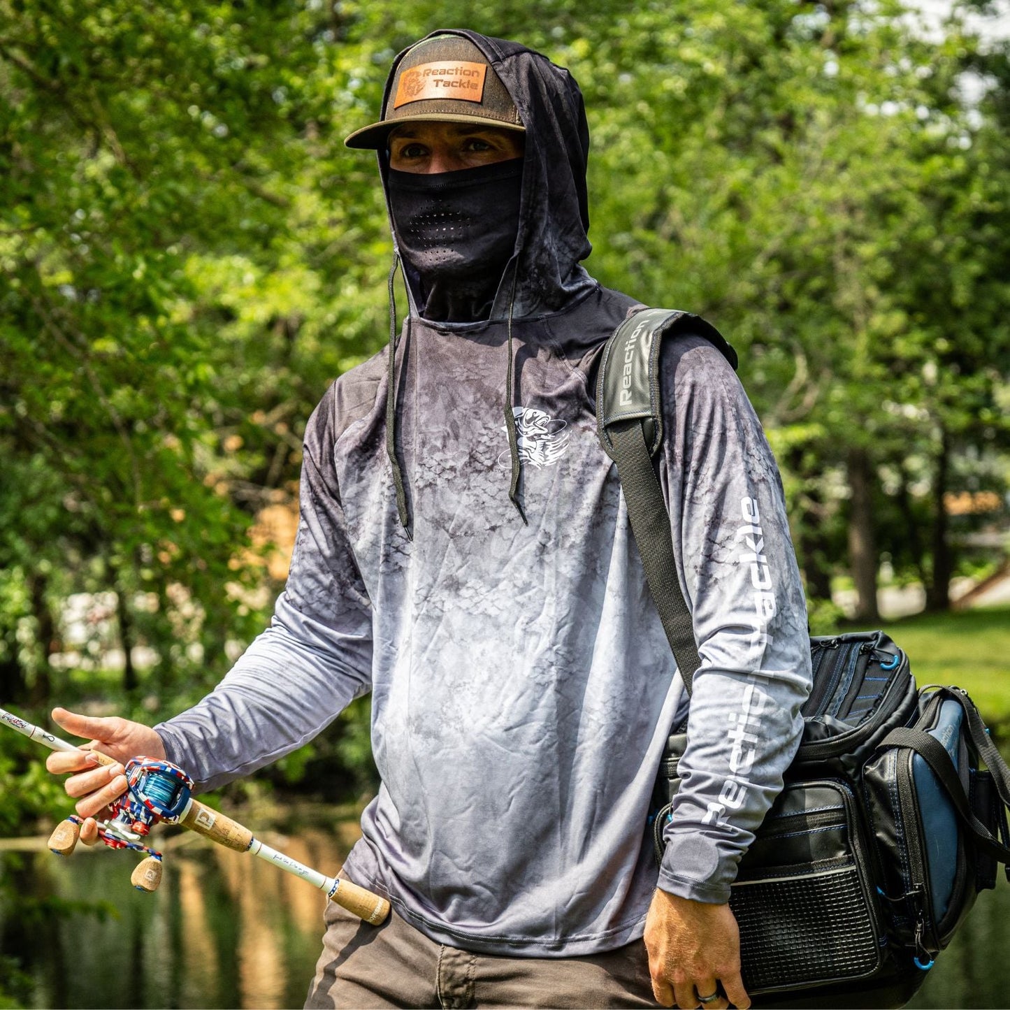 Reaction Tackle SPF UPF 50+ Long Sleeve/Hood/Gaiter Fishing Shirt