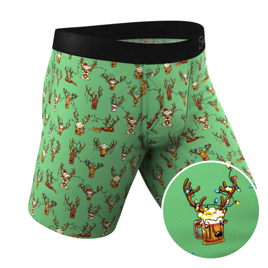 The Blitzened | Reindeer Beer Long Leg Ball Hammock® Pouch Boxers With Fly