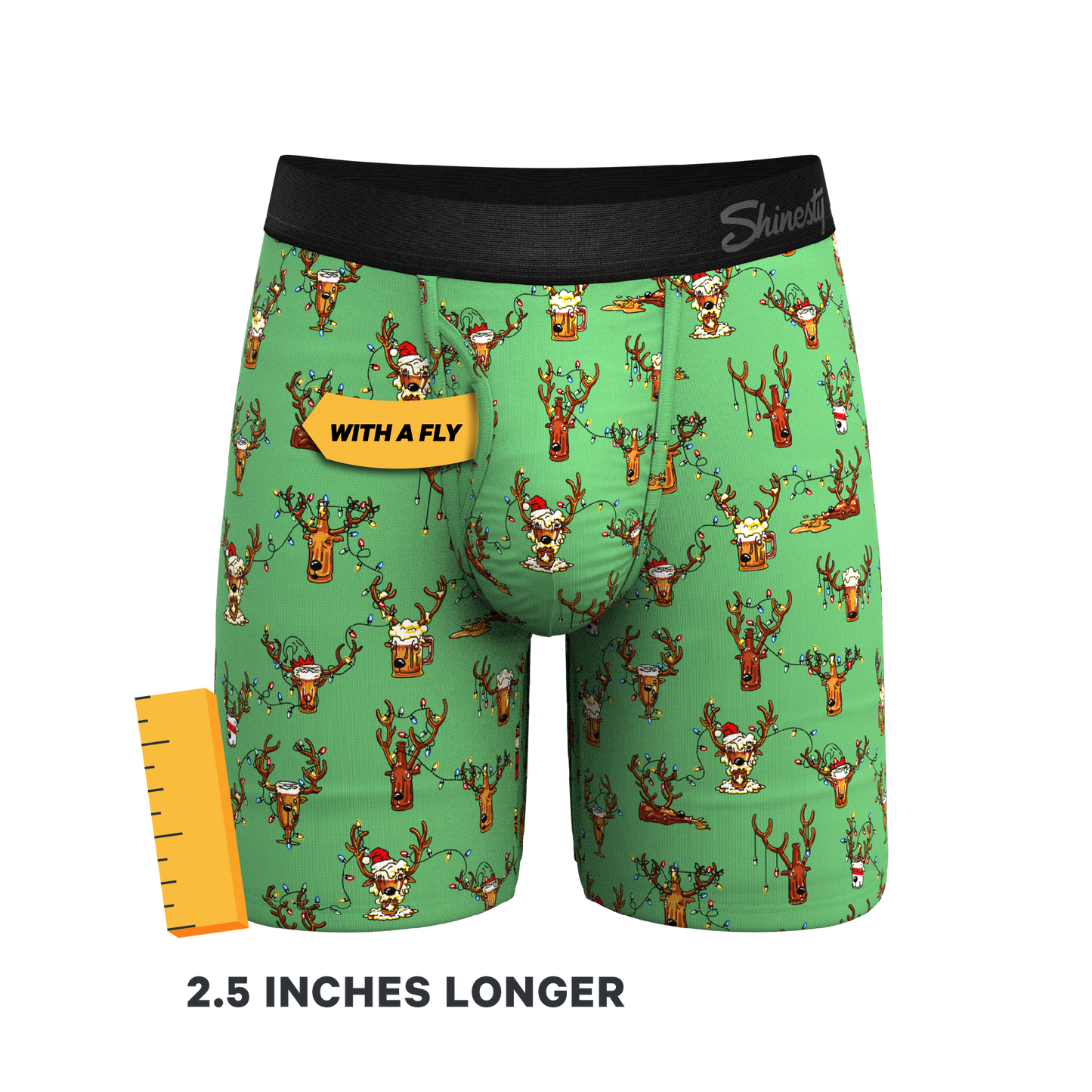 The Blitzened | Reindeer Beer Long Leg Ball Hammock® Pouch Boxers With Fly