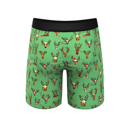 The Blitzened | Reindeer Beer Long Leg Ball Hammock® Pouch Boxers With Fly