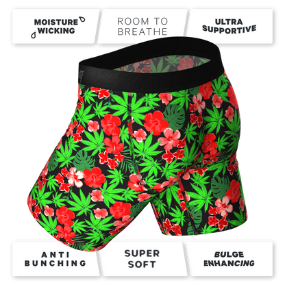 The Bongstera | Tropical Weed Long Leg Ball Hammock® Pouch Boxers With Fly