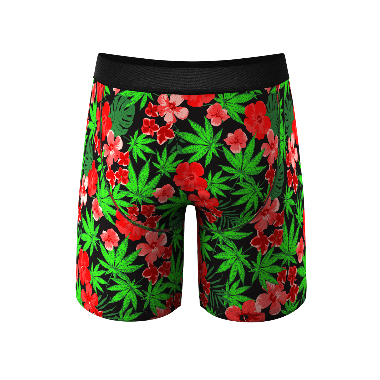 The Bongstera | Tropical Weed Long Leg Ball Hammock® Pouch Boxers With Fly