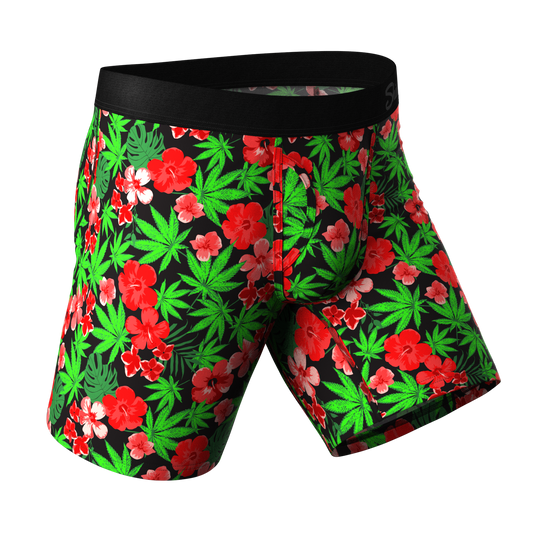 The Bongstera | Tropical Weed Long Leg Ball Hammock® Pouch Boxers With Fly