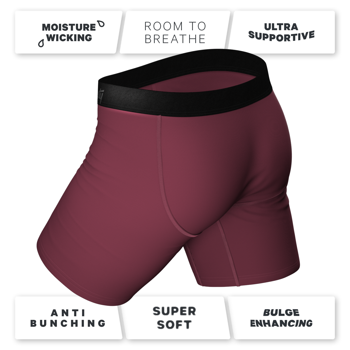 The Bordeaux | Mauve Long Leg Ball Hammock® Pouch Underwear With Fly