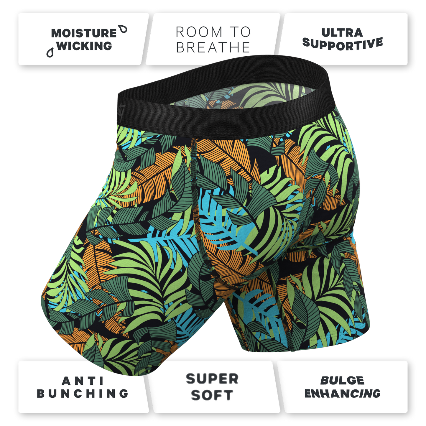 The Botanist | Tropical Leaves Long Leg Ball Hammock® Pouch Underwear With Fly