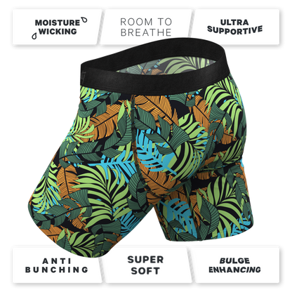 The Botanist | Tropical Leaves Long Leg Ball Hammock® Pouch Underwear With Fly