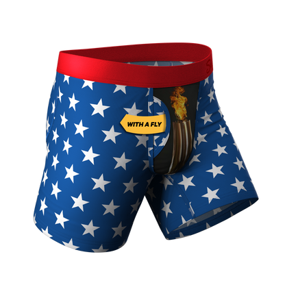 The Inferno | Torch & Flags Ball Hammock® Boxer Briefs With Fly