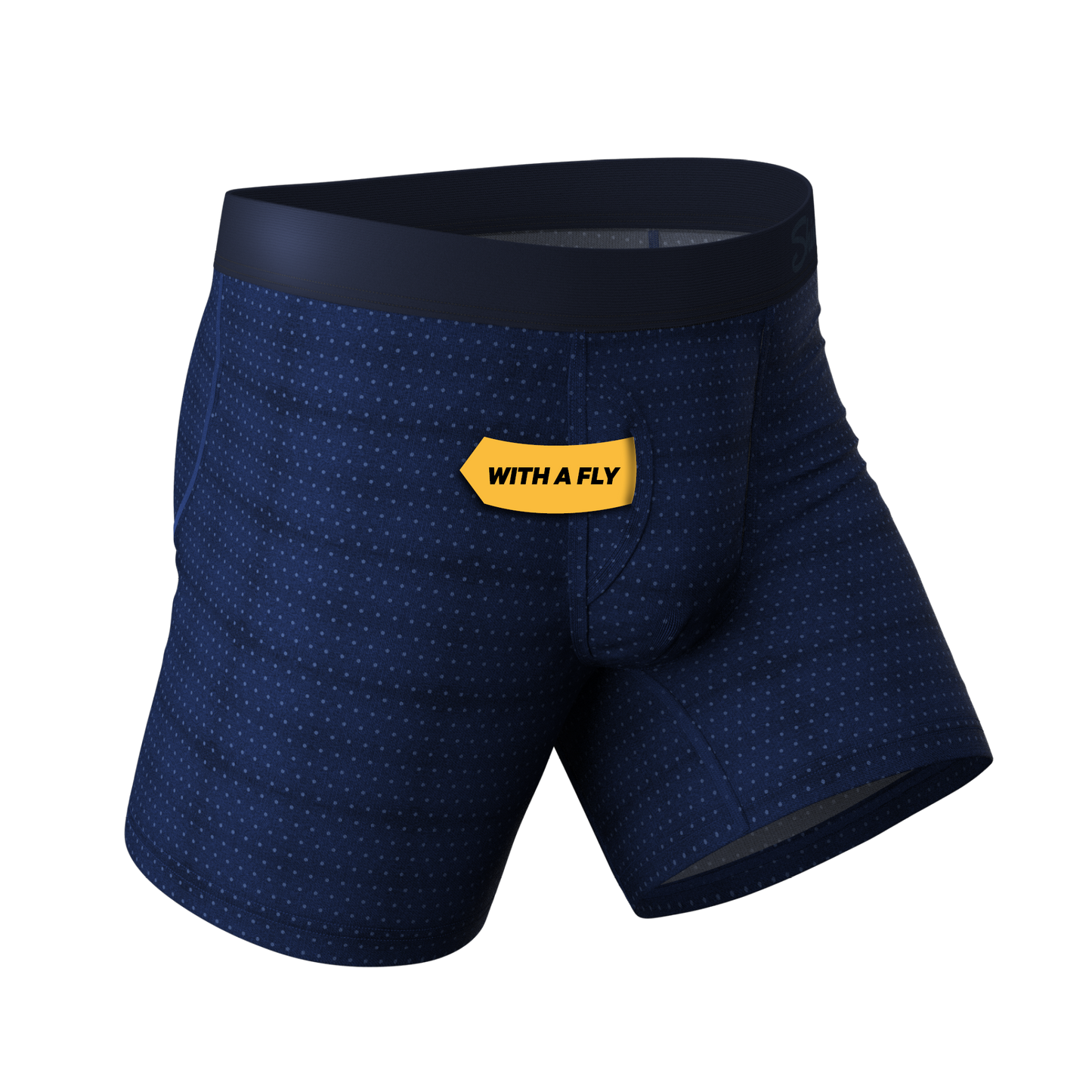 The Forget Me Not | Navy Dot Ball Hammock® Pouch Underwear With Fly