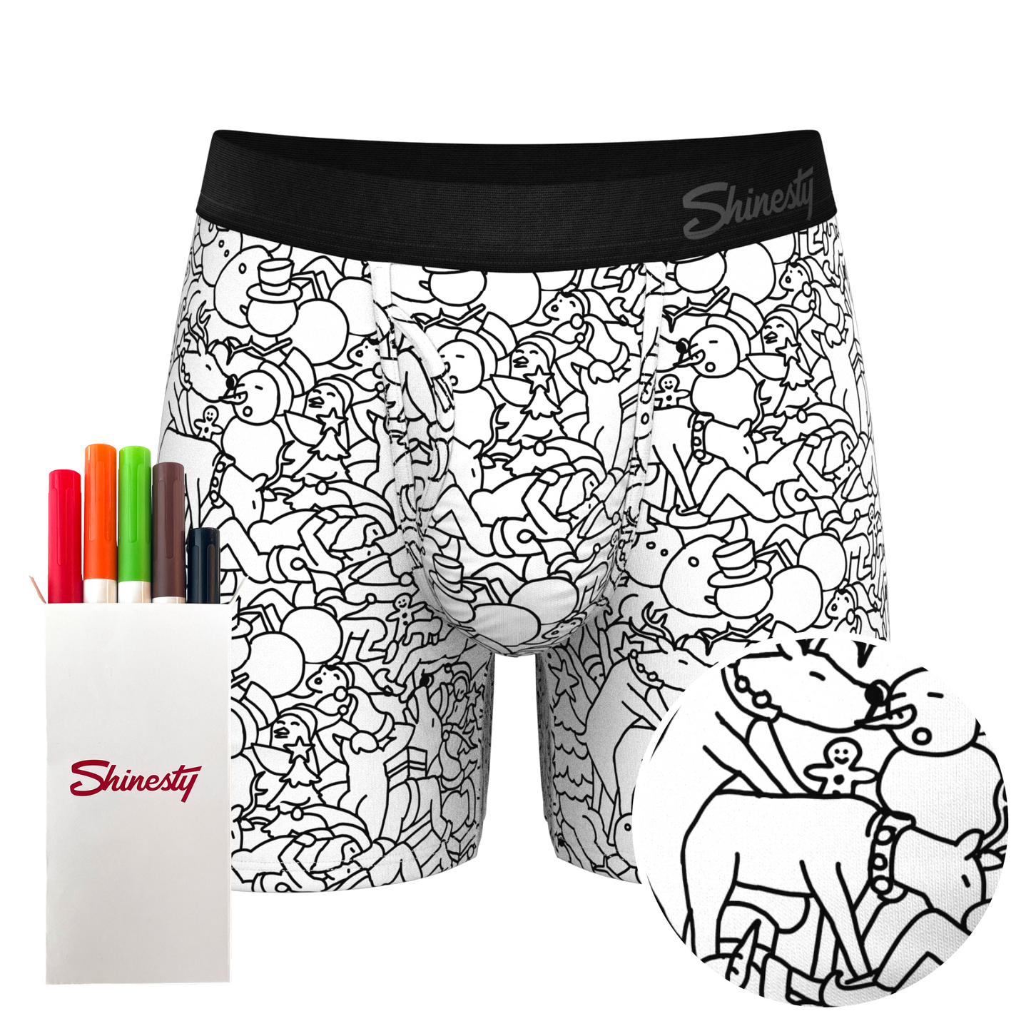 The Coloring Book | Outline Christmas Scene with Markers Ball Hammock® Pouch Underwear With Fly