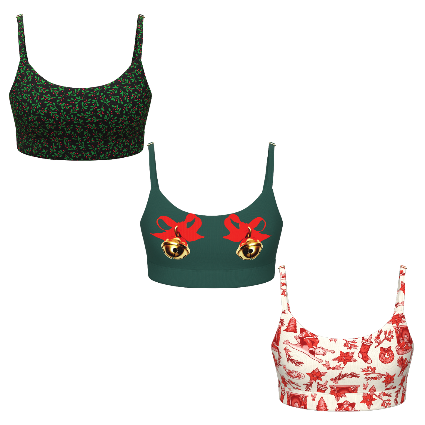 The Flirty Christmas | Women's Bralette 3 Pack