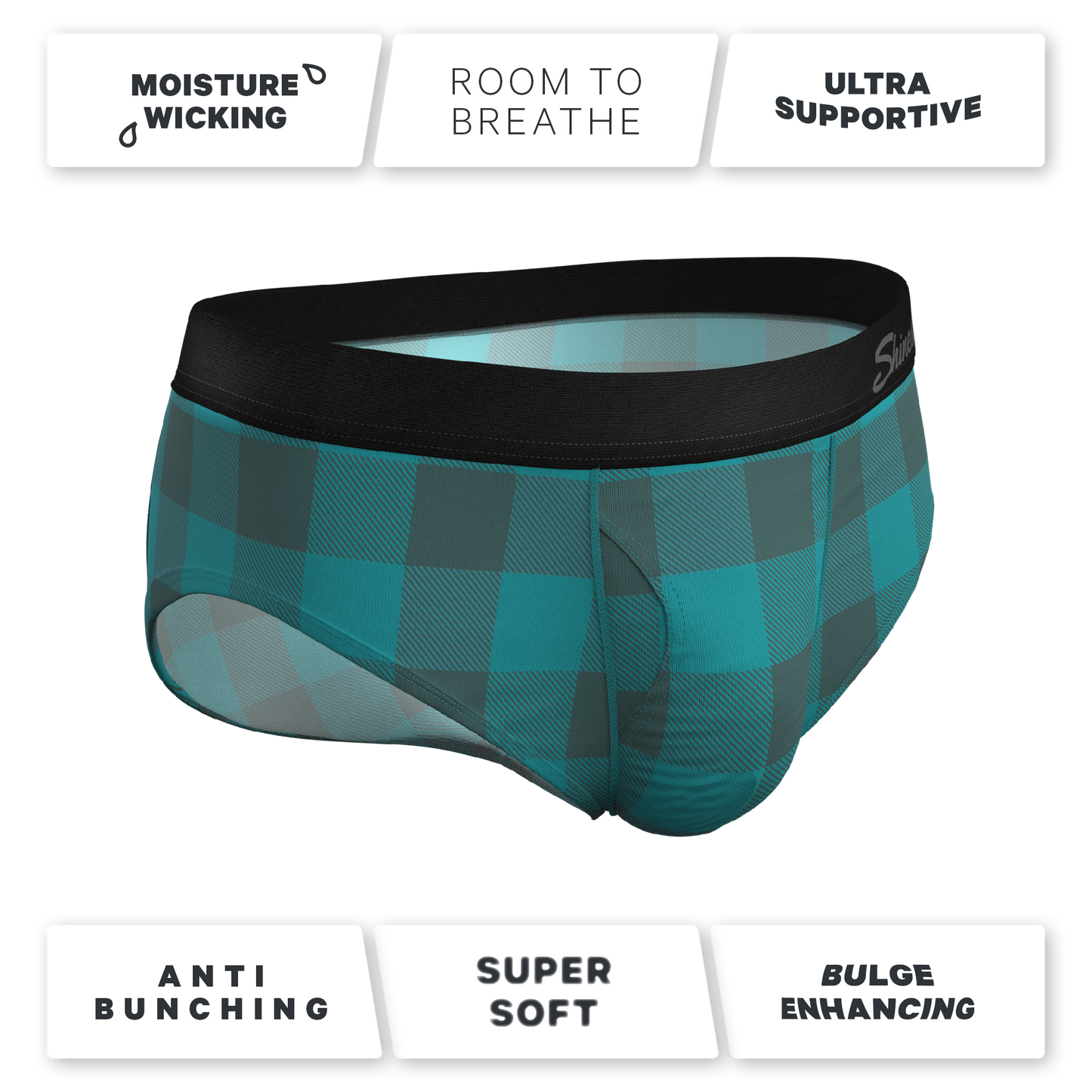 The Plaid And Simple | Green Buffalo Check Ball Hammock® Pouch Underwear Briefs