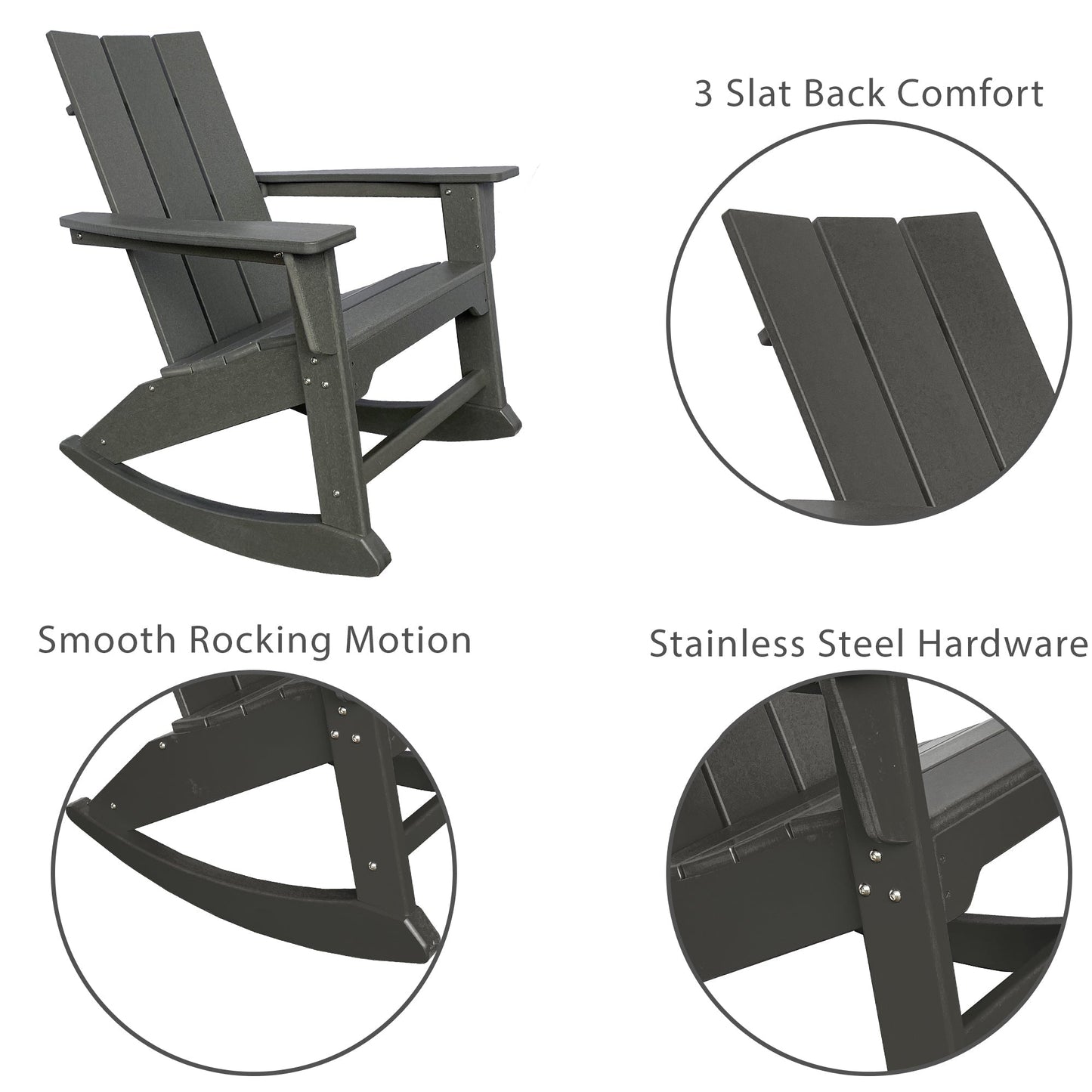 RESINTEAK Modern Adirondack Rocking Chair