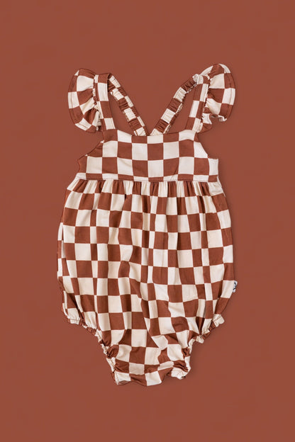 COPPER CHECKERS DREAM BUBBLE ROMPER